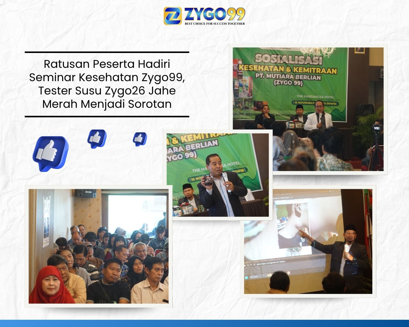 Ratusan Peserta Hadiri Seminar Kesehatan Zygo99, Tester Susu Zygo26 Jahe Merah Menjadi Sorotan